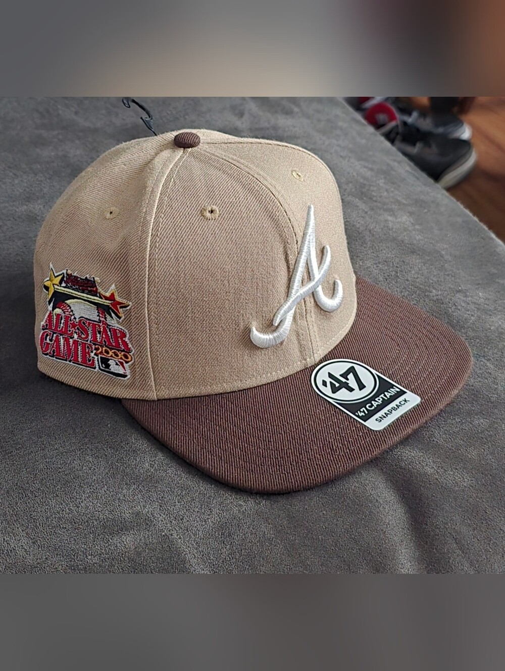 '47 Captain Snapback Atlanta Braves Adjustable Hat - Tan & Brown